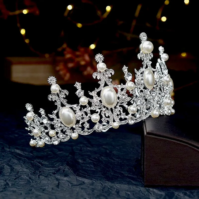 "Versailles" - French Glamour Pearl Wedding Tiara - Available in Silver and Rose Gold