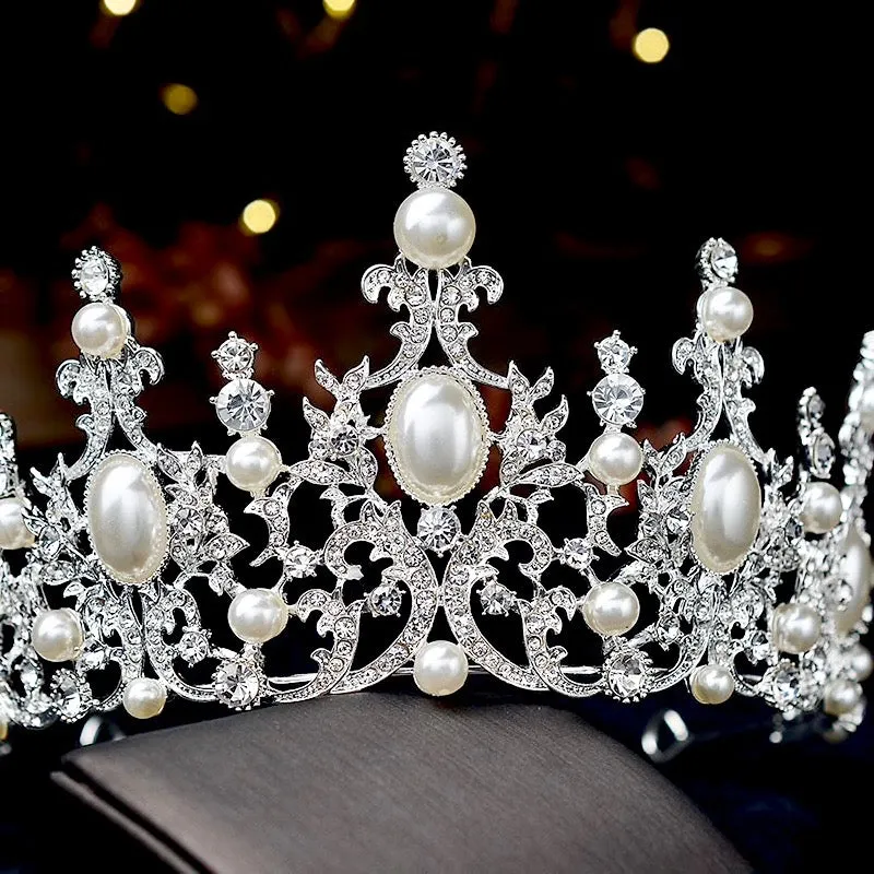 "Versailles" - French Glamour Pearl Wedding Tiara - Available in Silver and Rose Gold