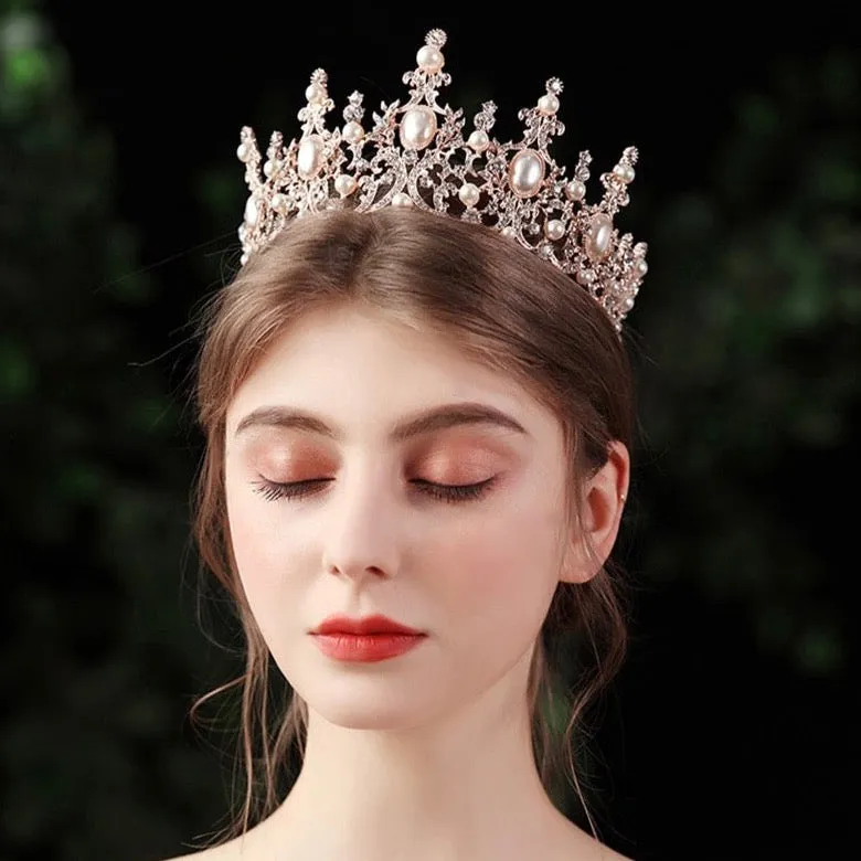 "Versailles" - French Glamour Pearl Wedding Tiara - Available in Silver and Rose Gold