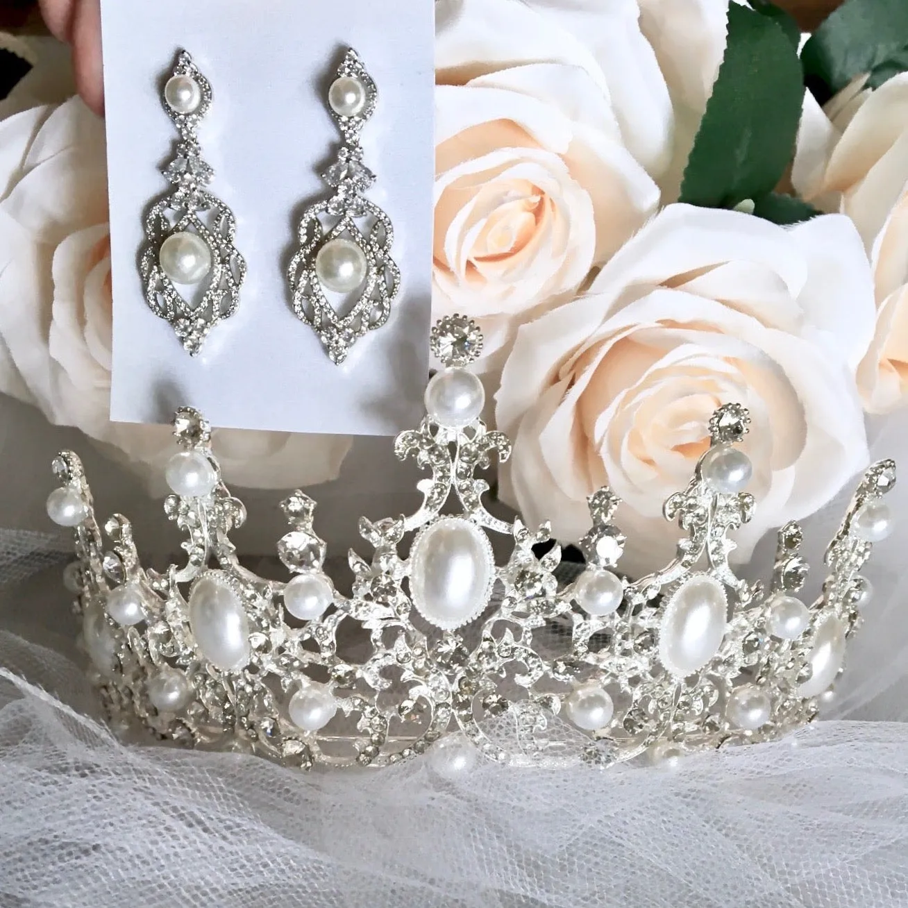 "Versailles" - French Glamour Pearl Wedding Tiara - Available in Silver and Rose Gold