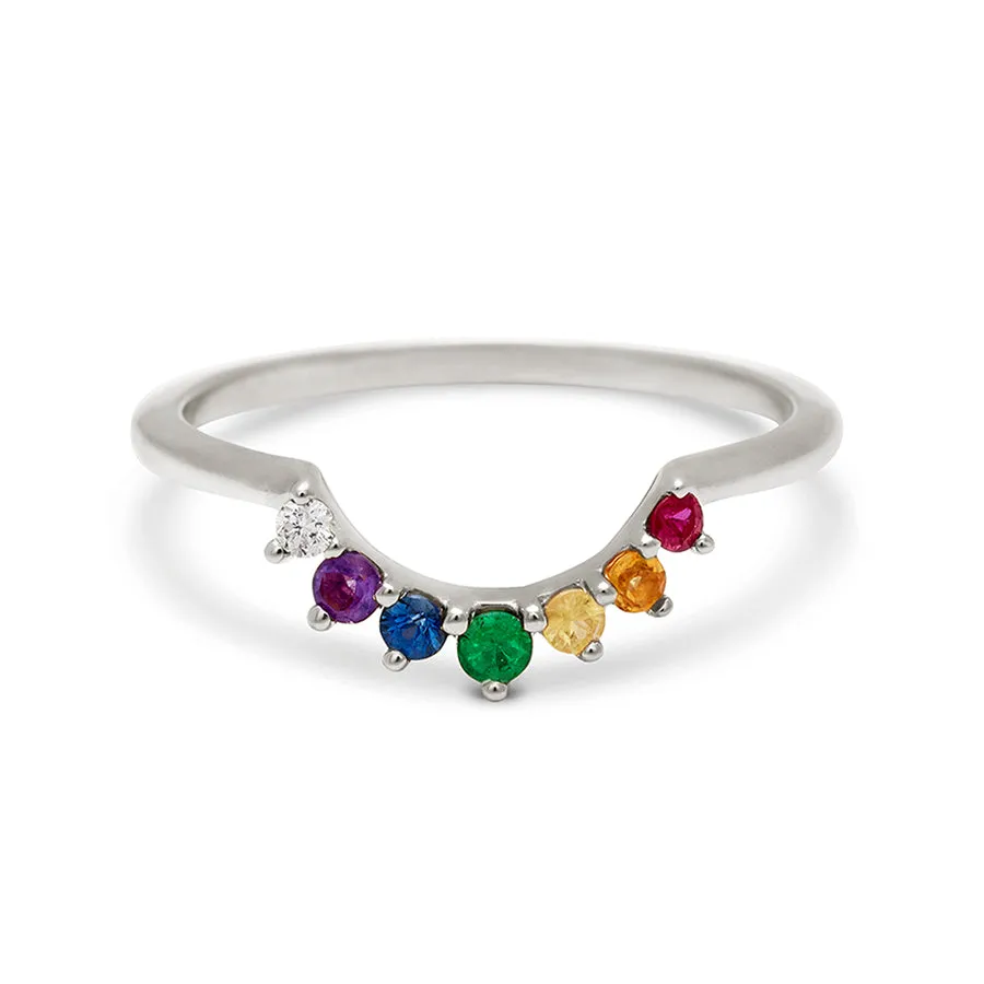 Rainbow Grand Tiara Band - 14k Gold & Rainbow Sapphires