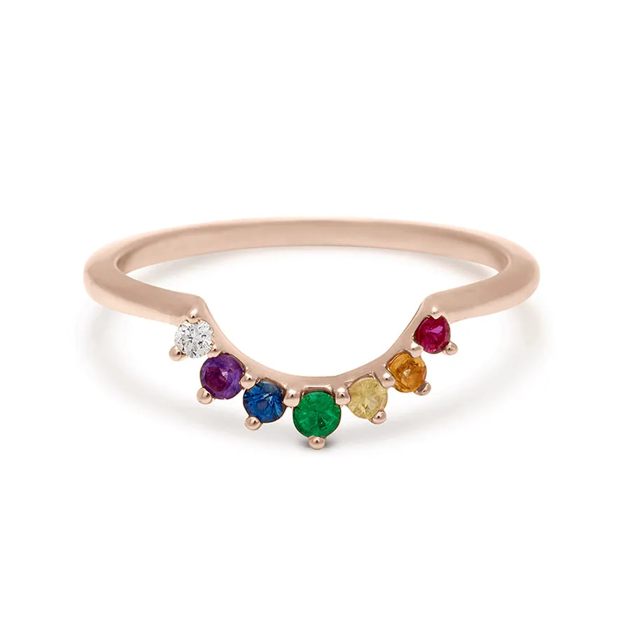 Rainbow Grand Tiara Band - 14k Gold & Rainbow Sapphires
