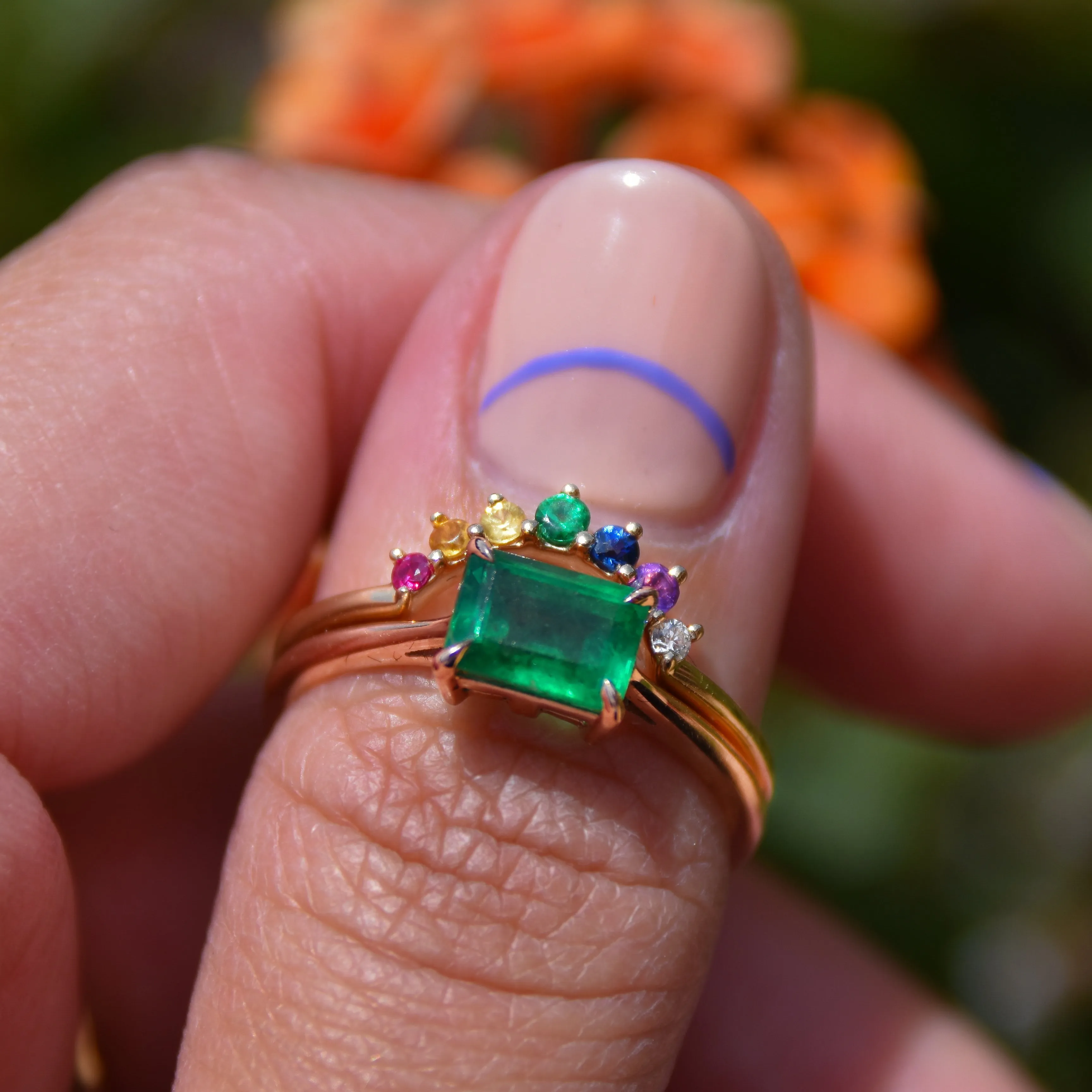 Rainbow Grand Tiara Band - 14k Gold & Rainbow Sapphires