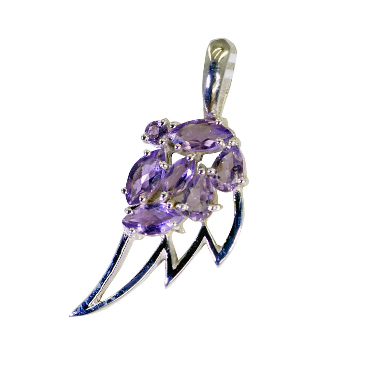 Riyo Foxy Gems Multi Faceted Purple Amethyst Silver Pendant Gift For Engagement