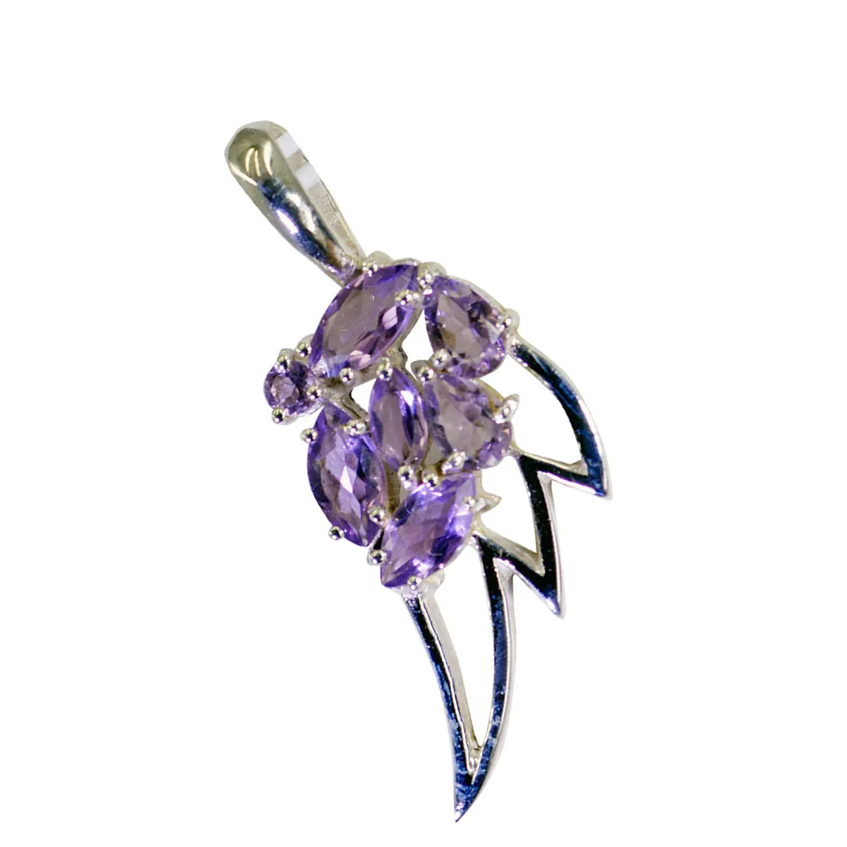 Riyo Foxy Gems Multi Faceted Purple Amethyst Silver Pendant Gift For Engagement
