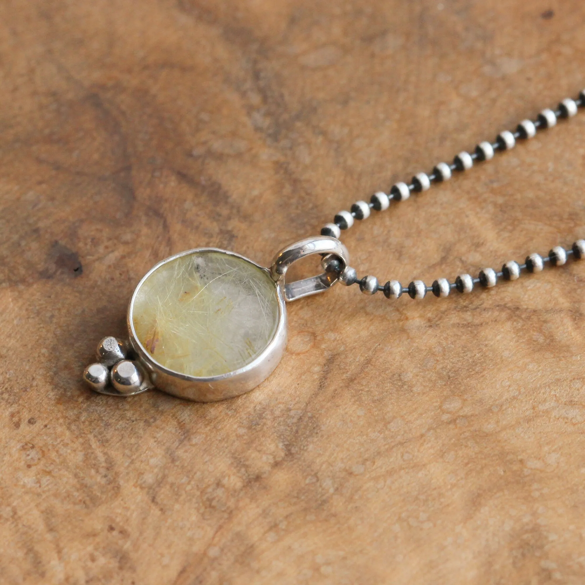 Rutilated Quartz Sweetheart Pendant - Rutilated Quartz Necklace - .925 Sterling Silver - Silversmith