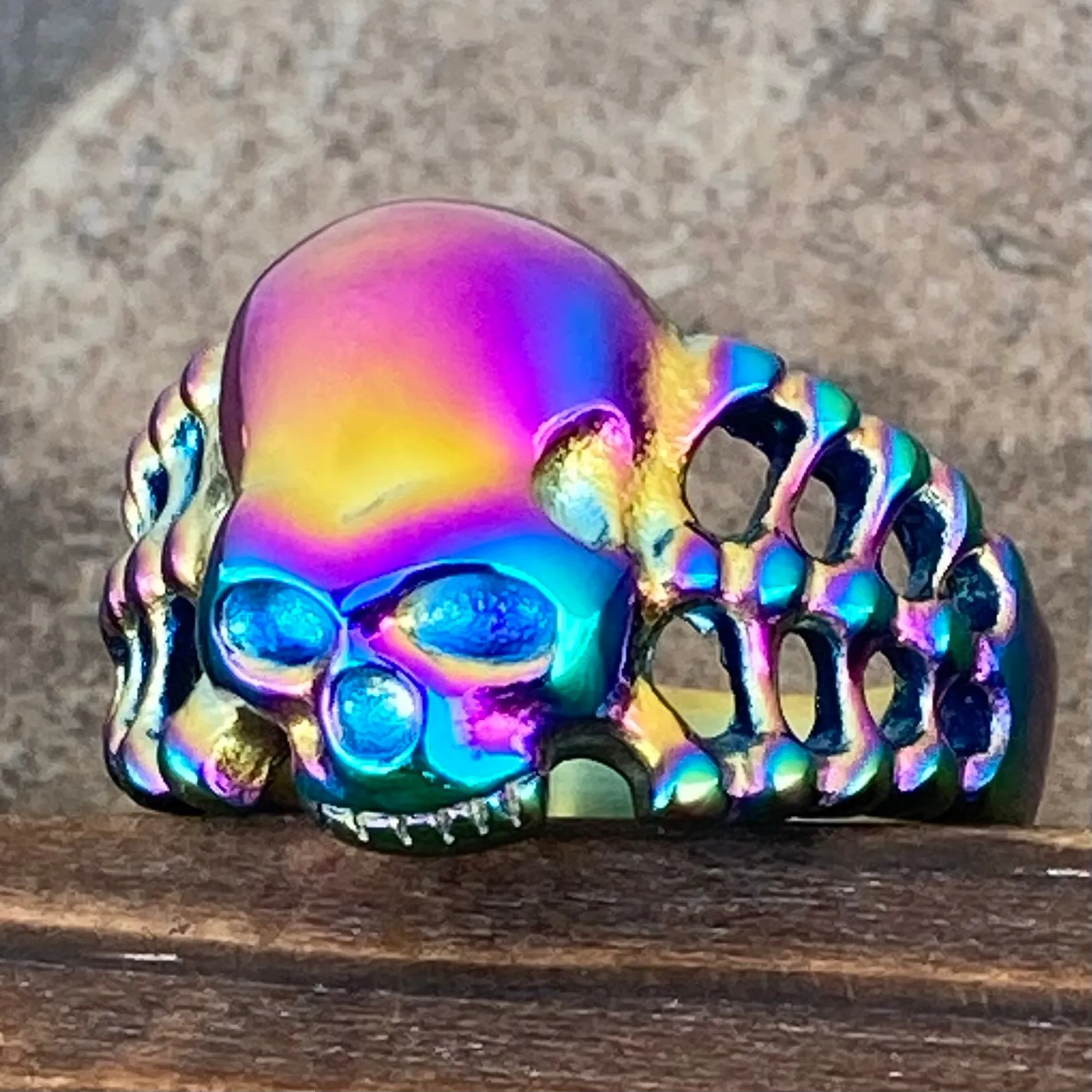 Skull Ring W/ Bones - Rainbow - R209