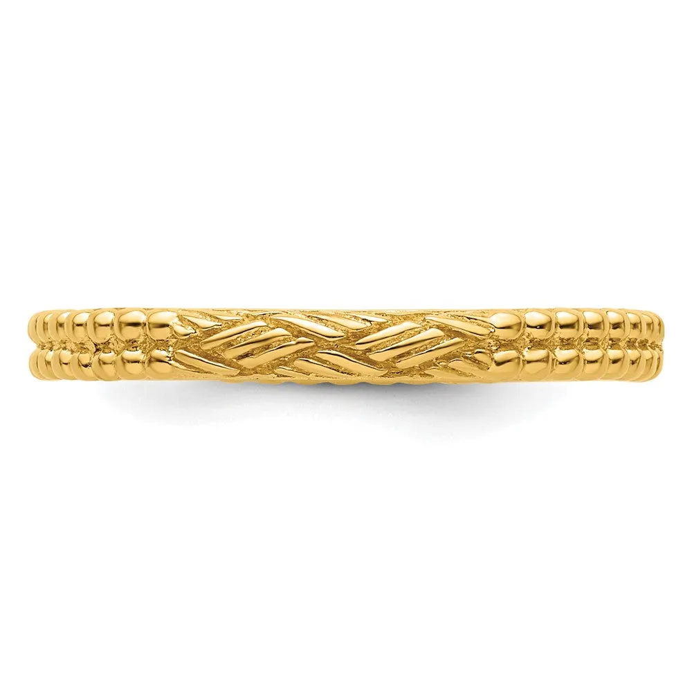 Stackable Expressions Gold-Plated Patterned Ring in Sterling Silver
