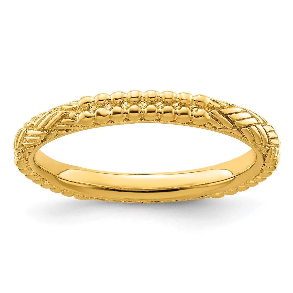 Stackable Expressions Gold-Plated Patterned Ring in Sterling Silver
