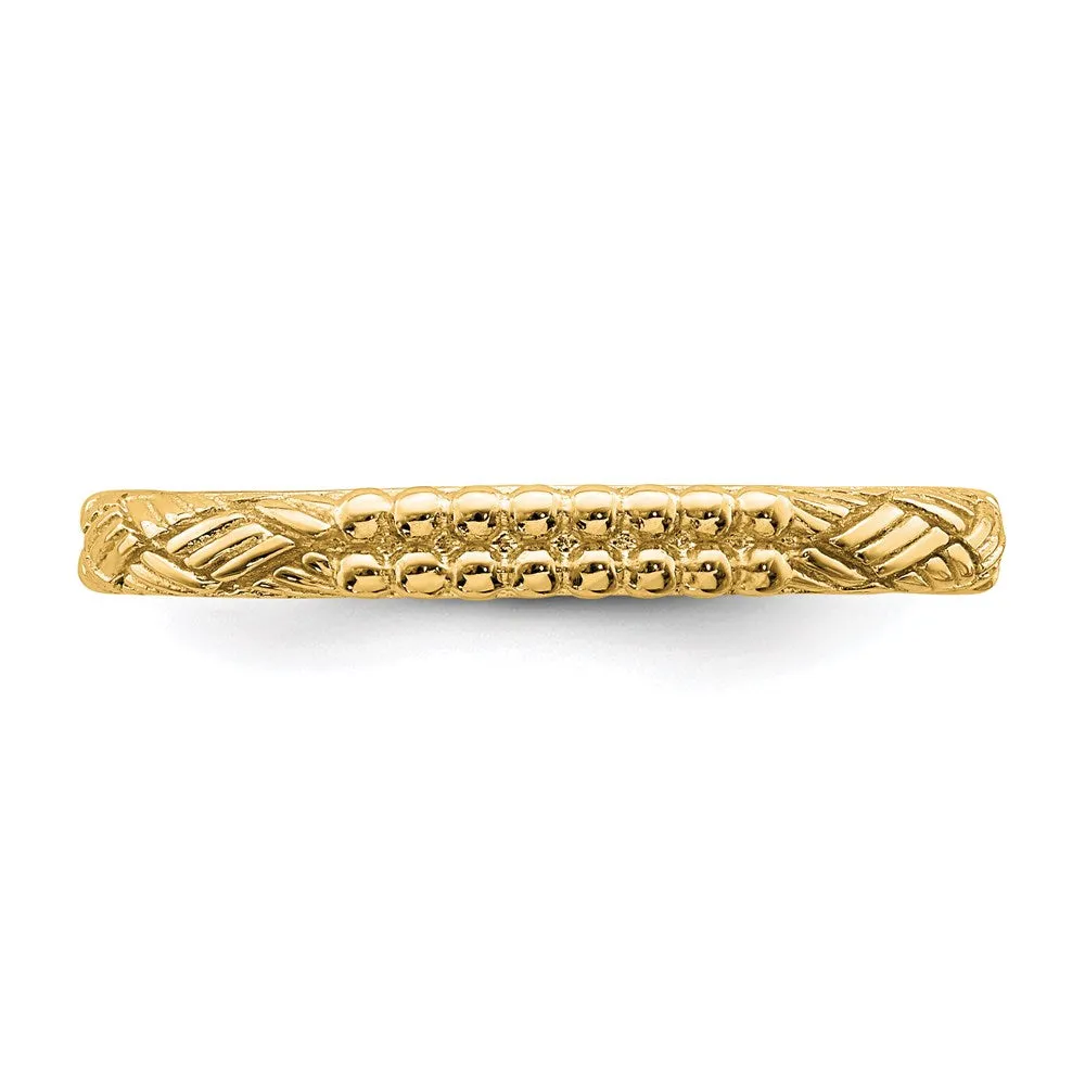 Stackable Expressions Gold-Plated Patterned Ring in Sterling Silver