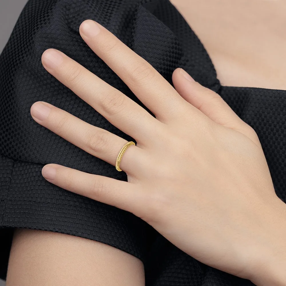 Stackable Expressions Gold-Plated Patterned Ring in Sterling Silver