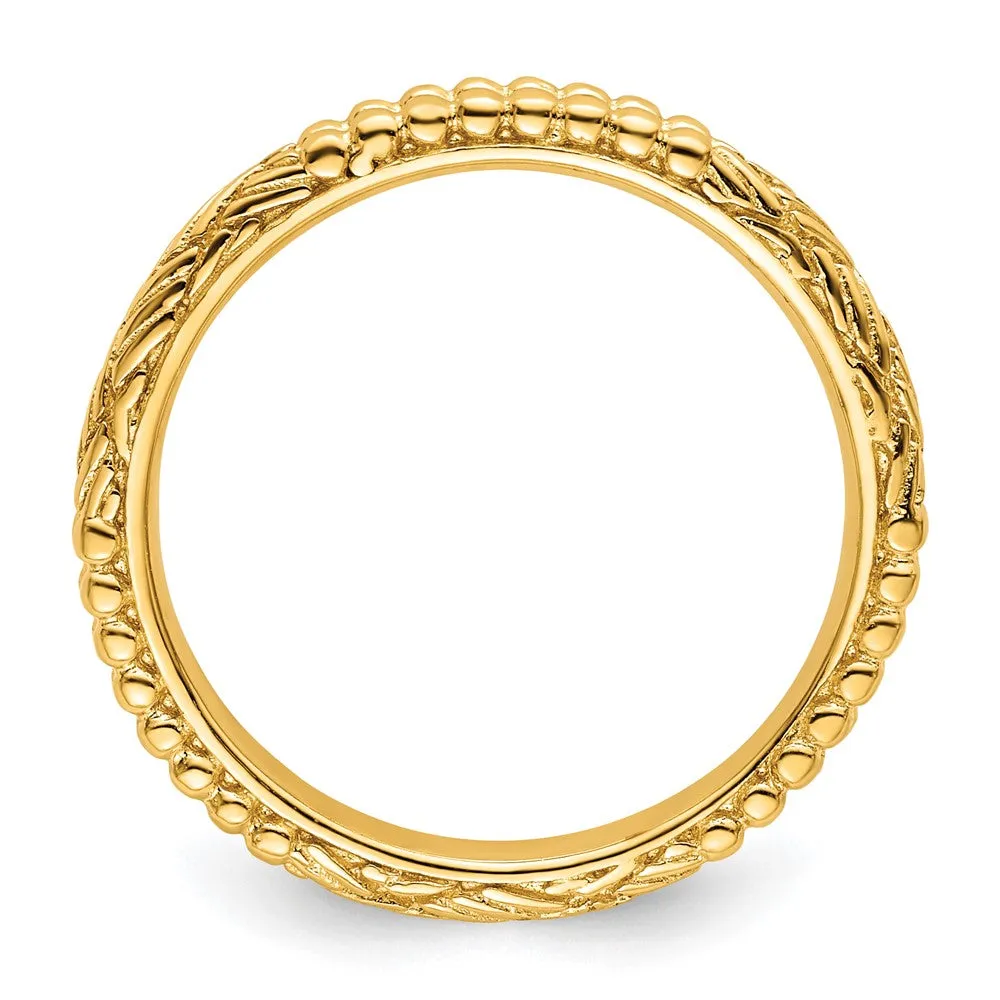 Stackable Expressions Gold-Plated Patterned Ring in Sterling Silver
