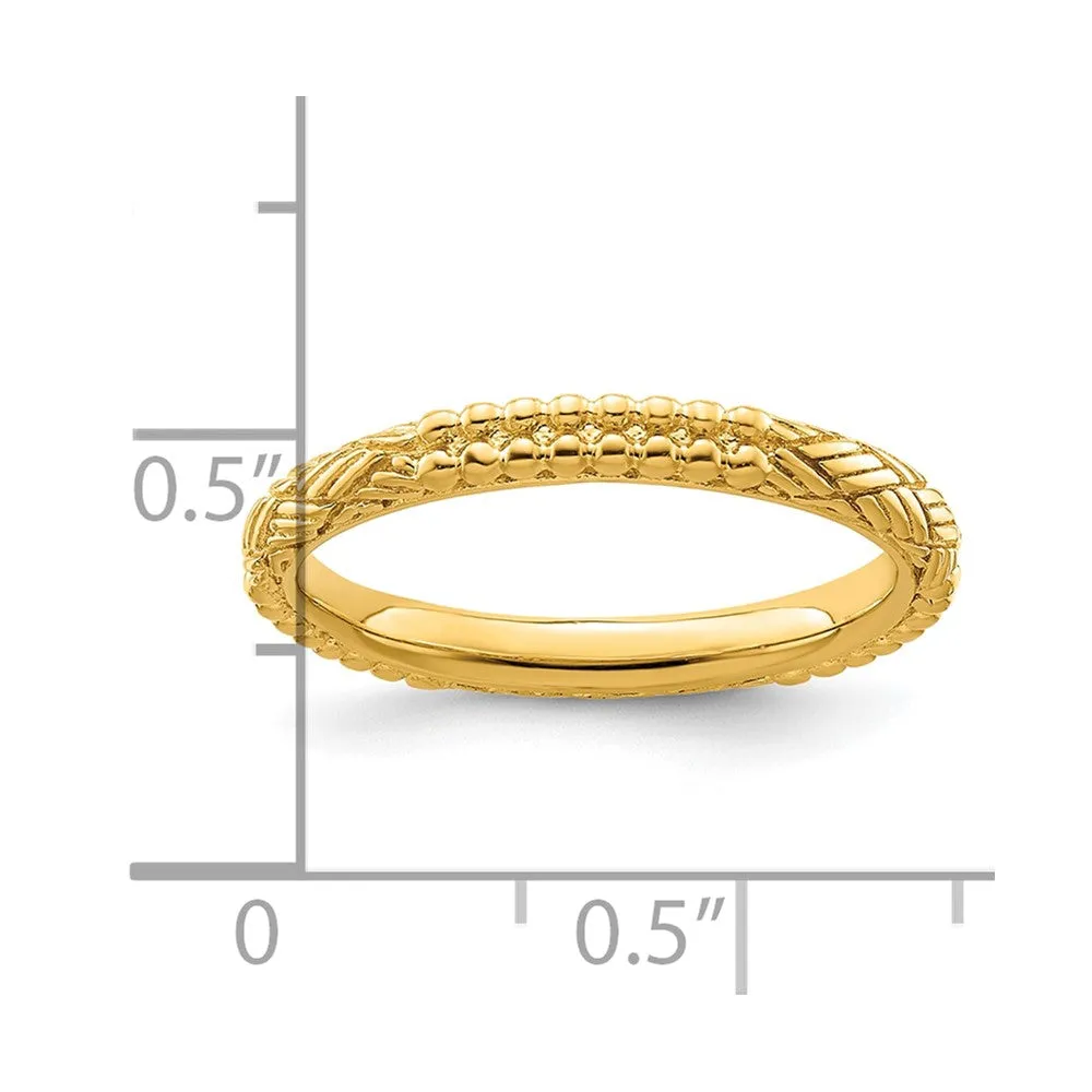 Stackable Expressions Gold-Plated Patterned Ring in Sterling Silver
