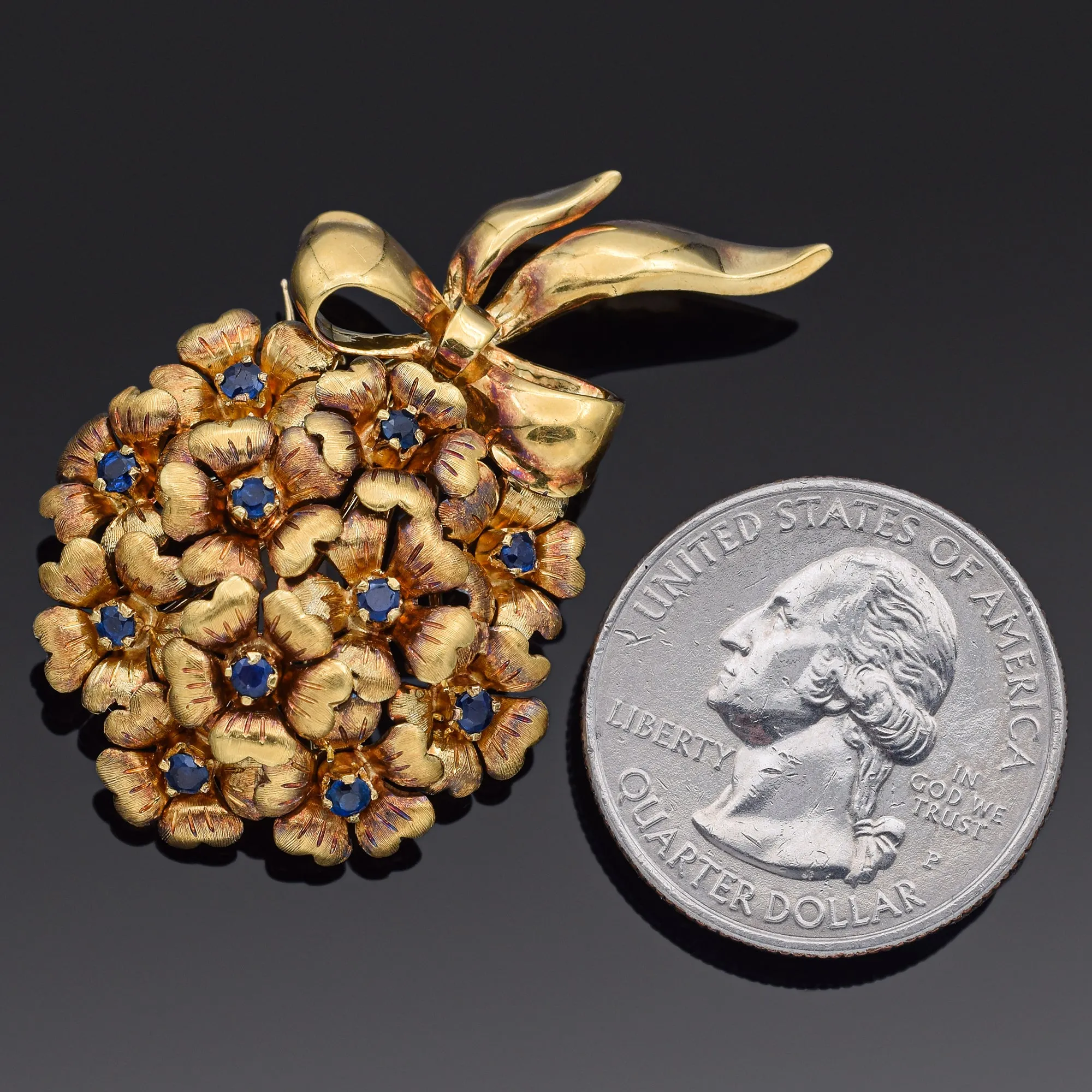 Tiffany & Co. 18K Yellow Gold Sapphire Flower Bouquet Brooch Pin