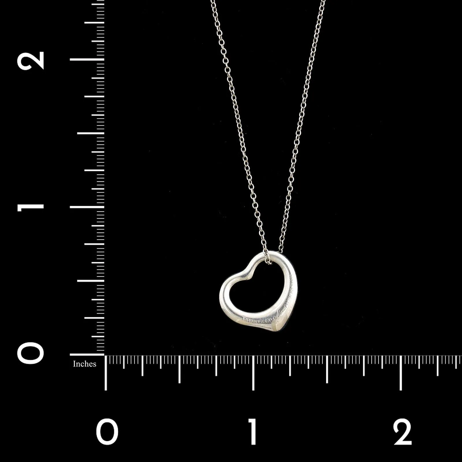 Tiffany & Co. Elsa Peretti Sterling Silver Estate Open Heart Pendant Necklace