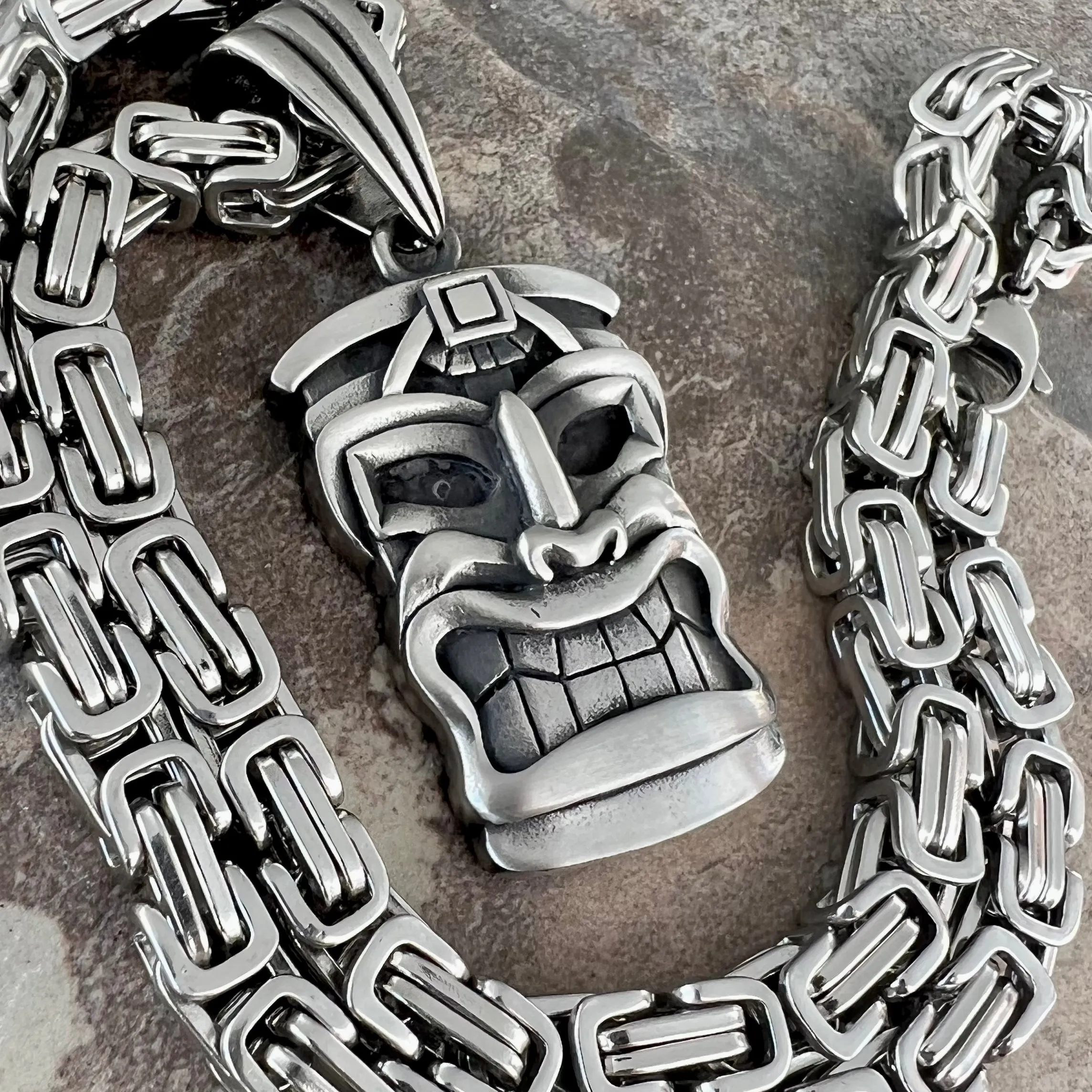 Tiki Man Skull Pendant - Necklace (702)