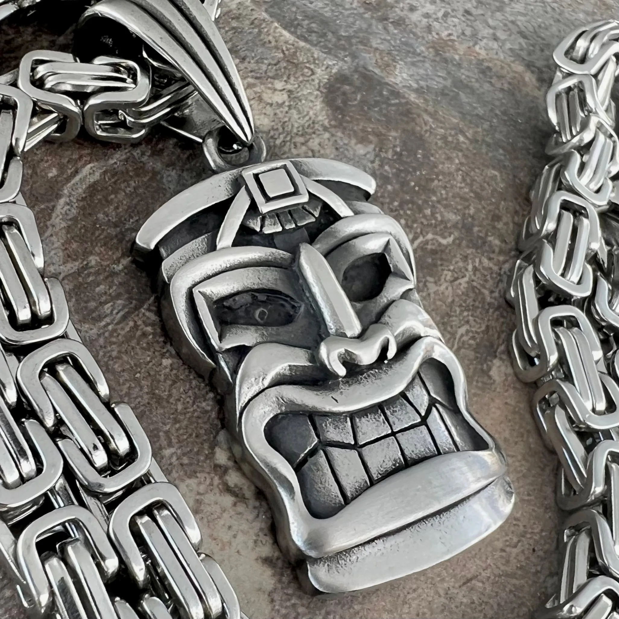Tiki Man Skull Pendant - Necklace (702)
