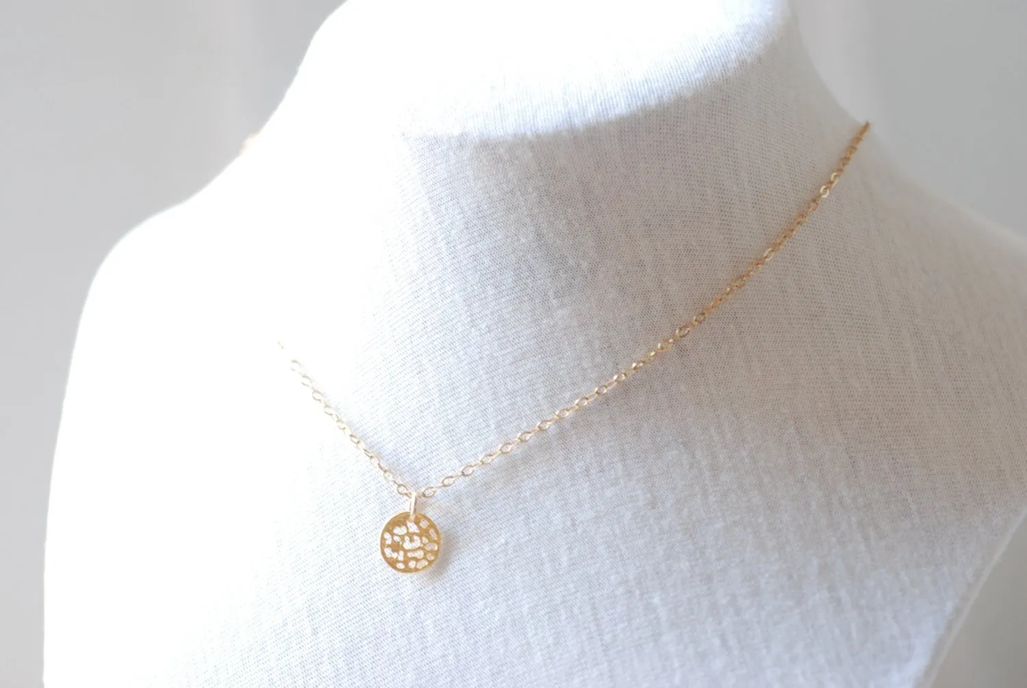 Wholesale Gold Disc Necklace - Gold Filigree Disc Necklace, Gold Dot Necklace, Simple Gold Necklace, Gold Round Circle Necklace, Heirloomenvy