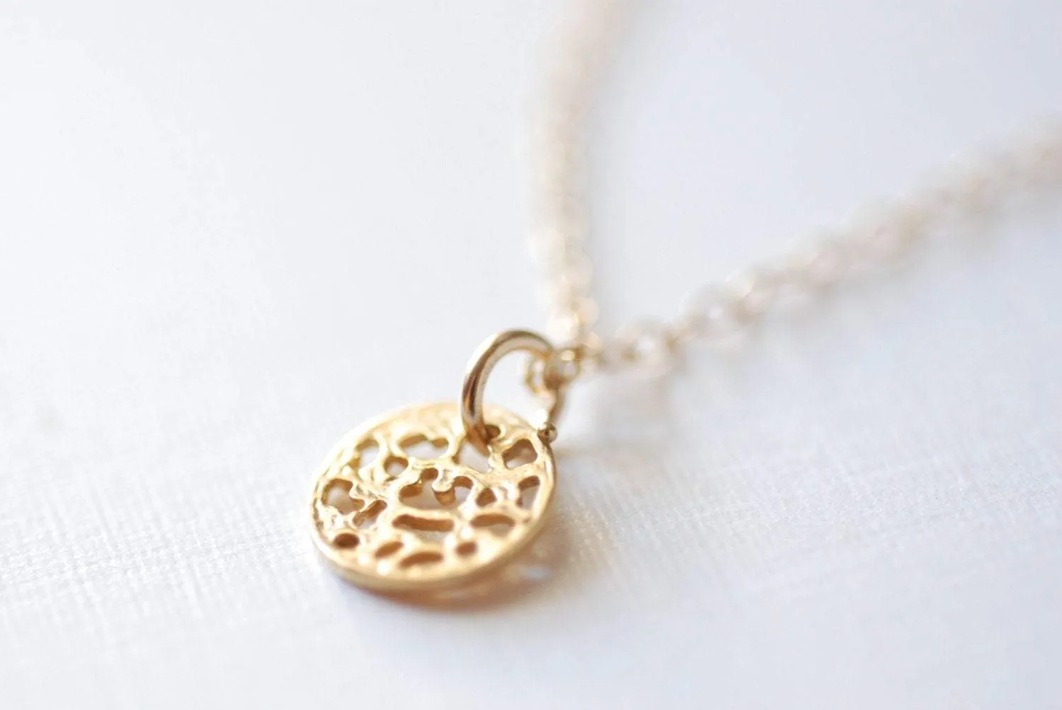 Wholesale Gold Disc Necklace - Gold Filigree Disc Necklace, Gold Dot Necklace, Simple Gold Necklace, Gold Round Circle Necklace, Heirloomenvy