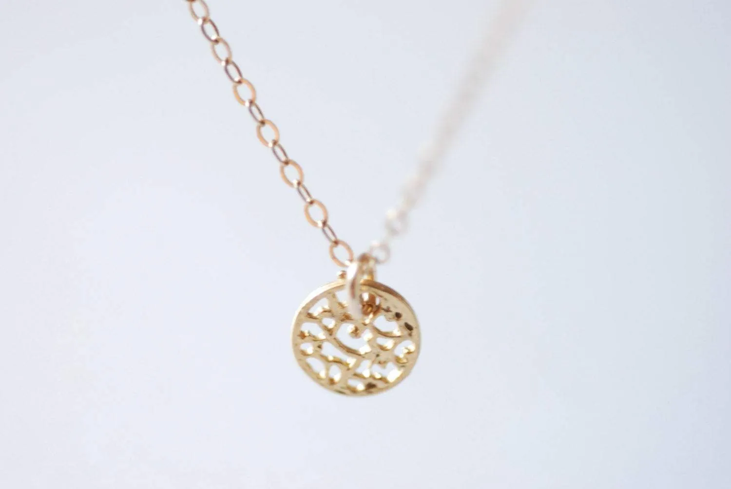 Wholesale Gold Disc Necklace - Gold Filigree Disc Necklace, Gold Dot Necklace, Simple Gold Necklace, Gold Round Circle Necklace, Heirloomenvy